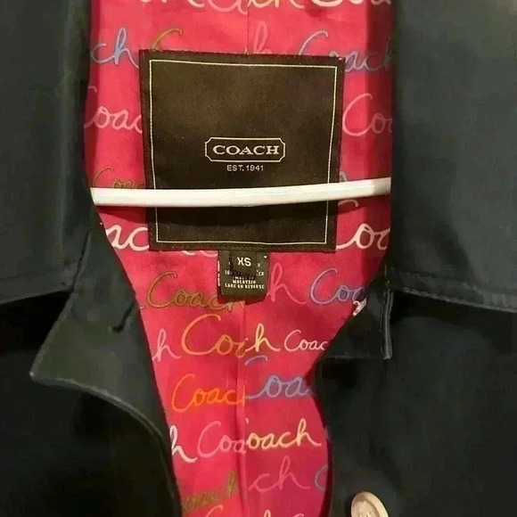Coach Women's Black Button Down Trench Coat  Fall Cotton Classic Size XS - Picture 6 of 7